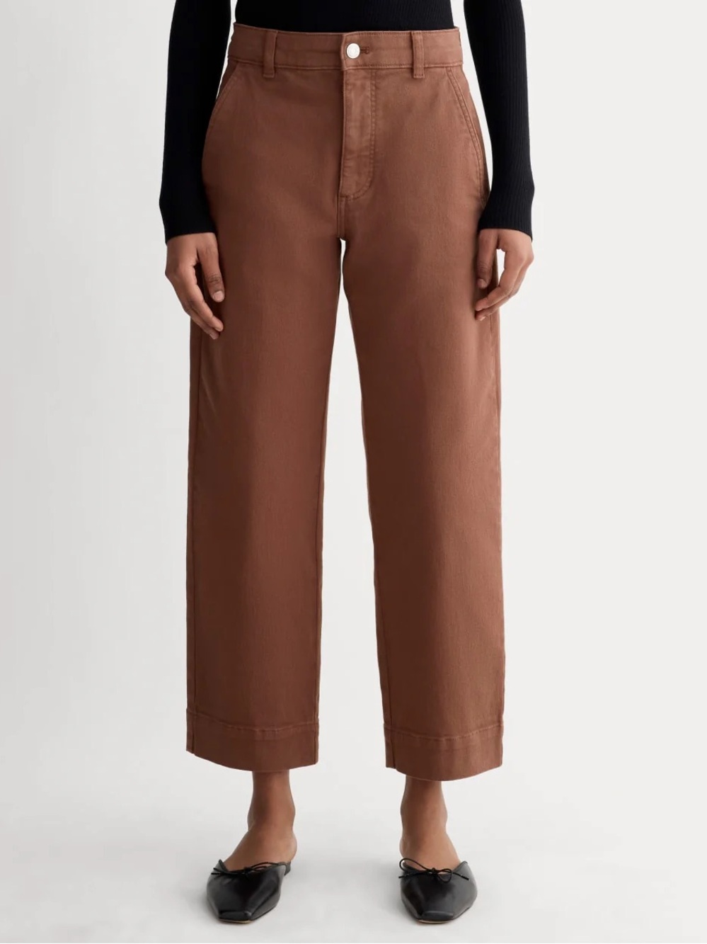 Everlane Organic Cotton Barrel Pants Womens Size 2/4 Long Red Brown Cropped